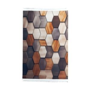 1 x 1.5m Hexagon Design Carpet Multicoloured