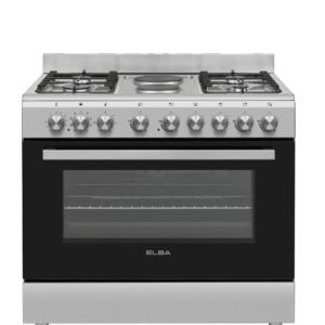Elba Essential 90cm 5 Burner Gas Stove & Electric Oven - Silver