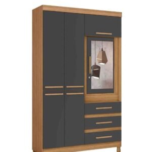 Exotic Designs 6 Door Fusion Wardrobe – Natural & Titanium