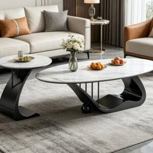 Luxury Modern High-End Coffee Table With Marble Top Set of